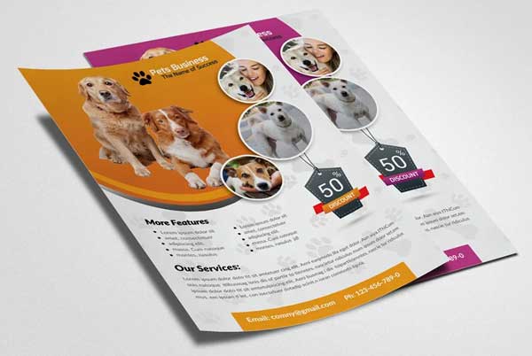 Realistic Pet Shop Business Flyer Template