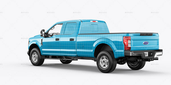 Realistic Pickup Truck Mockup Template
