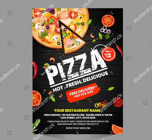Realistic Pizza Restaurant Menu Flyer Templates