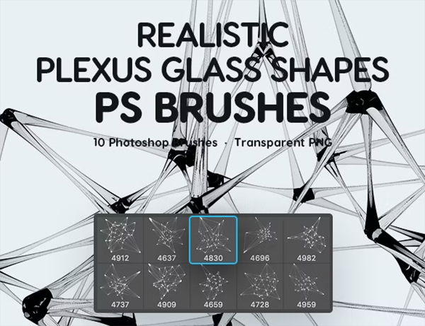 Realistic Plexus Glass Shapes Photoshop Brushes