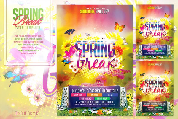 Realistic Spring Break Flyer Template