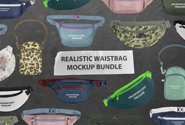 Realistic Waist Bag Mockups Bundle