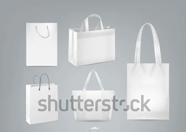 Realistic White Plaaastic Bags Mockup