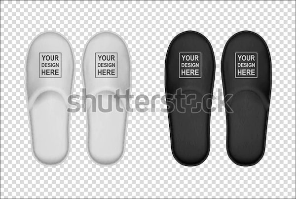 Realistic White and Black Slippers Mockup