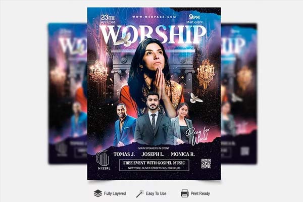 Realistic Worship Flyer Templates Download