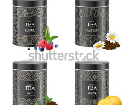 Realistic Black Tea  Packaging Designs