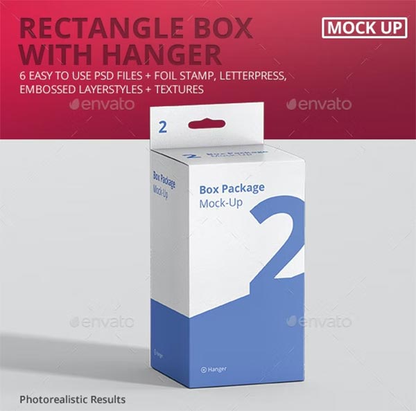 Rectangle with Hanger Package Box Mockup
