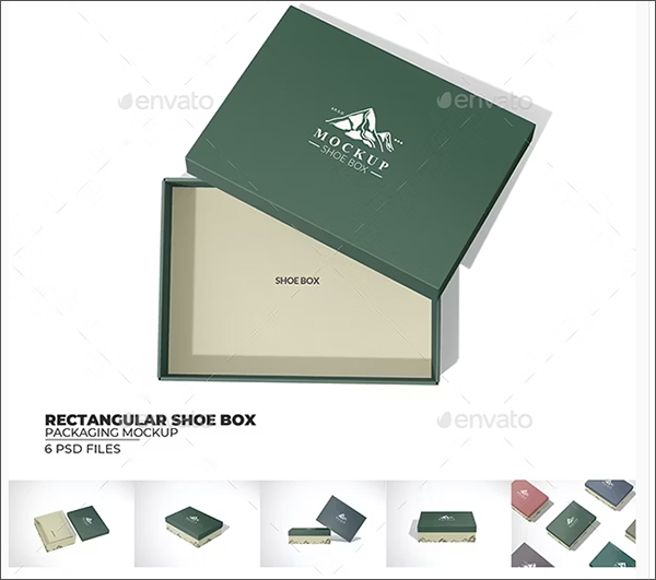 Rectangular Shoe Box Packaging Mockup