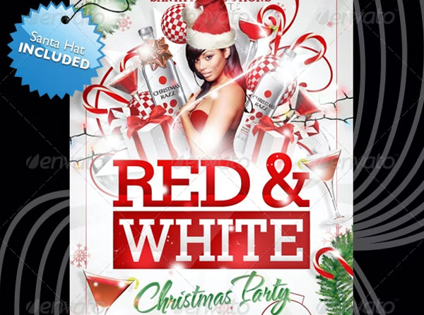Red And White Christmas Party Flyer Templates