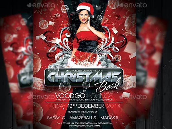 Red Background Christmas Bash Flyer Template