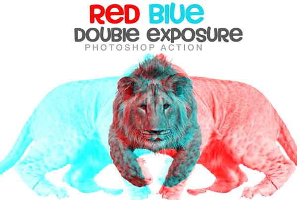Red blue Double exposure Action