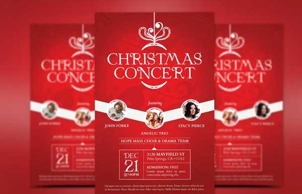 Red Christmas Concert Flyer Template