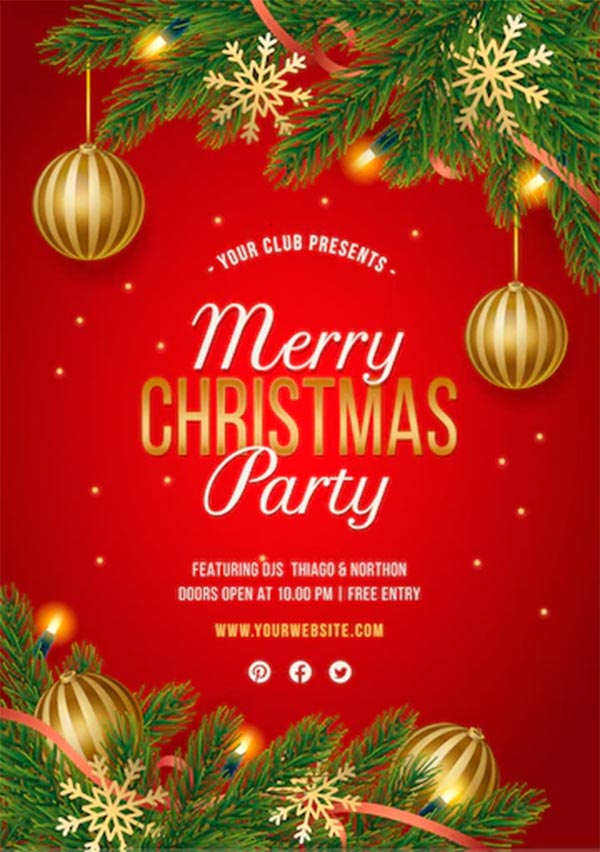 Red Christmas Flyer&  Poster Free Template