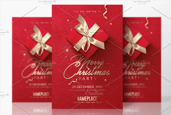 Red Christmas Invitation Flyer Template