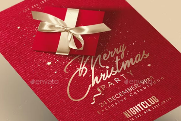 Red Christmas Party Invitation Flyer Template