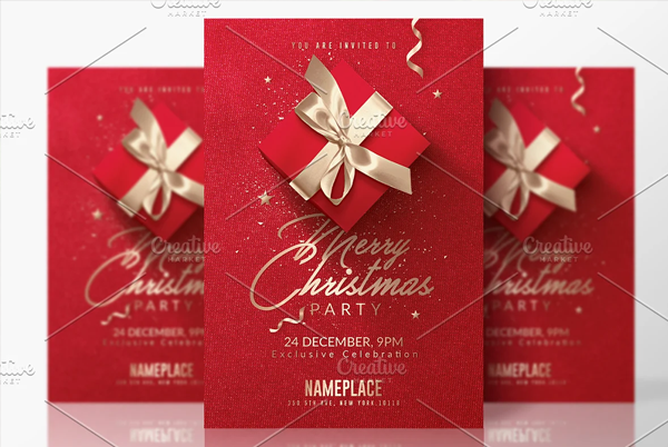 Red Christmas Party Invitation Flyer