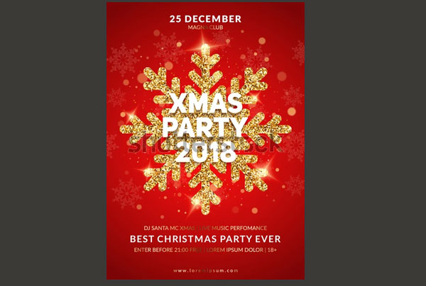 Red Christmas Party Poster Design