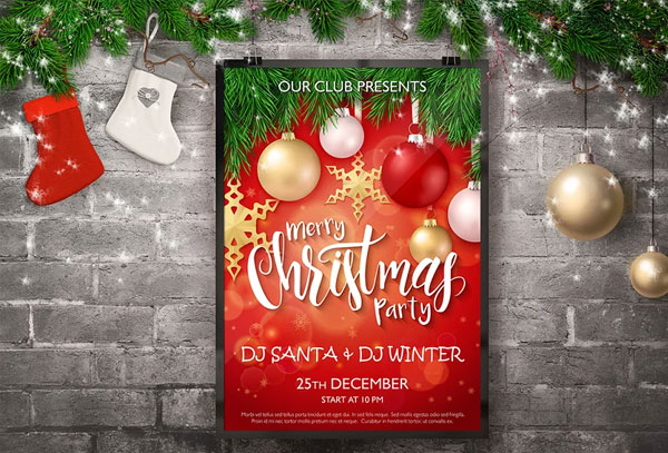 Red Christmas Posters with Lettering