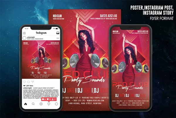 Red Club Party Instagram Template