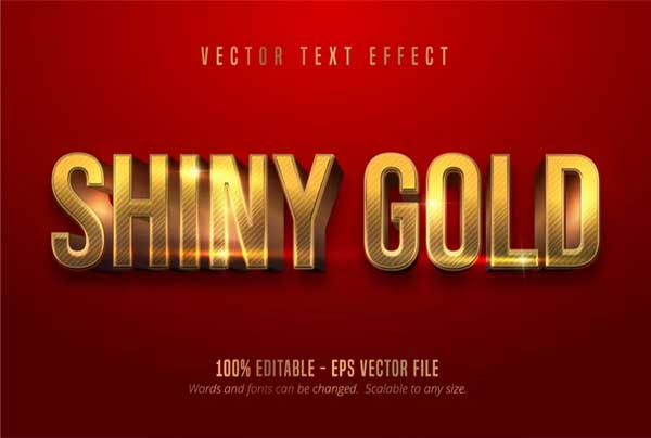 Red Color and Shiny Gold Style Editable Text Effect