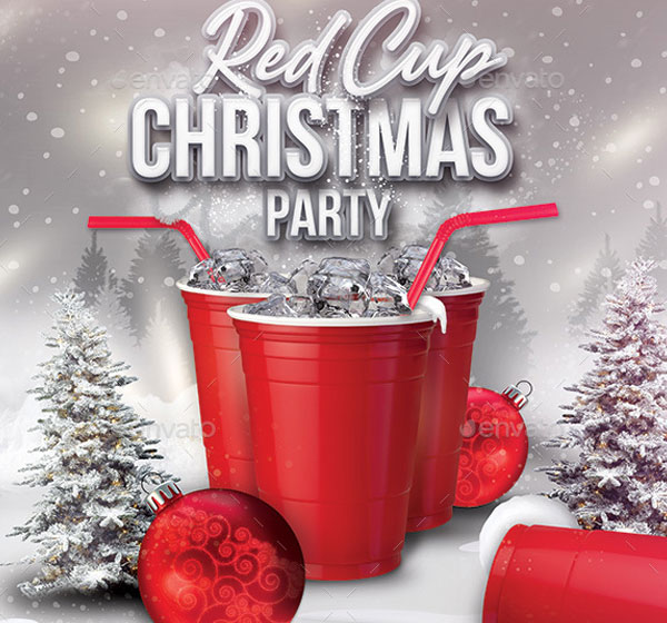 Red Cup Christmas Party Flyer Template