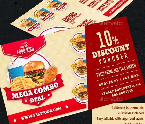 Restaurant Fast Food Discount Voucher