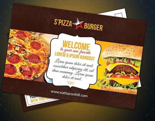 Restaurant Postcard With Coupon Code