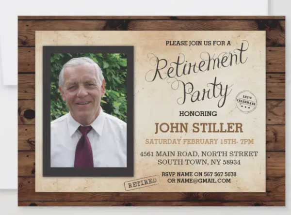 Retirement Party Photo Wood Invitation Template