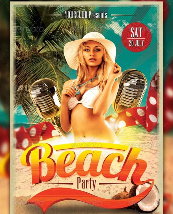 Retro Beach Party Flyer Template