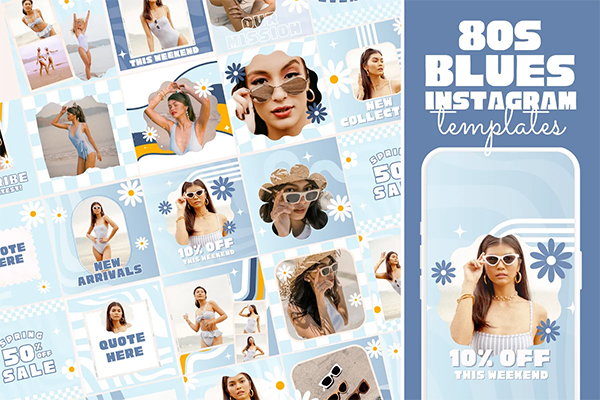 Retro Blue Instagram Templates