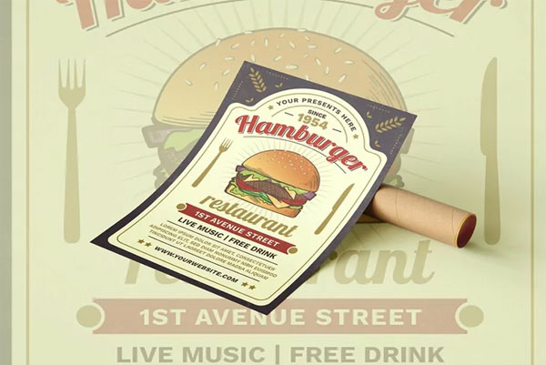Retro Burger Restaurant Flyer Templates