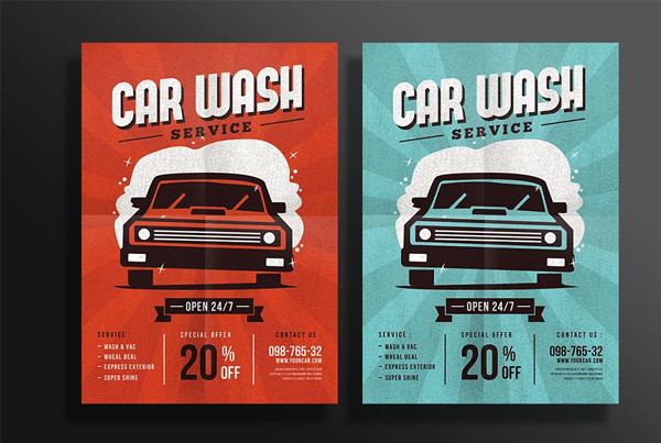 Retro Car Wash Flyer Template