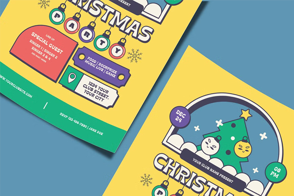 Retro Christmas Party Flyer Template