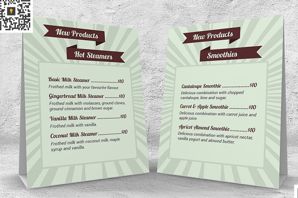 Retro Coffee Shop Menu Table Tent Template