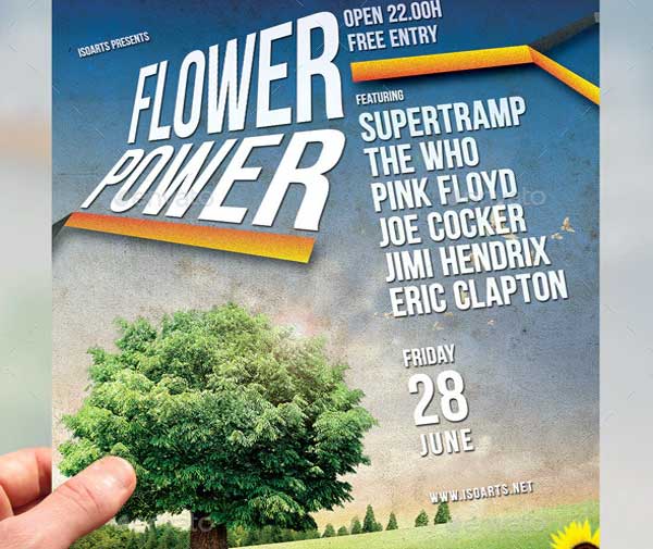 Retro Flower Power Party Flyer