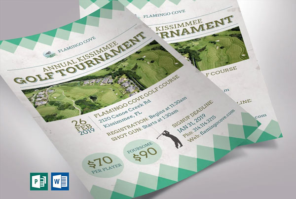 Retro Golf Tournament Event Flyer Word