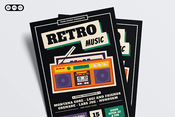 Retro Music Flyer Template