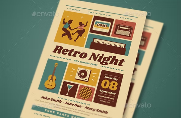 Retro Night Event Flyer Template
