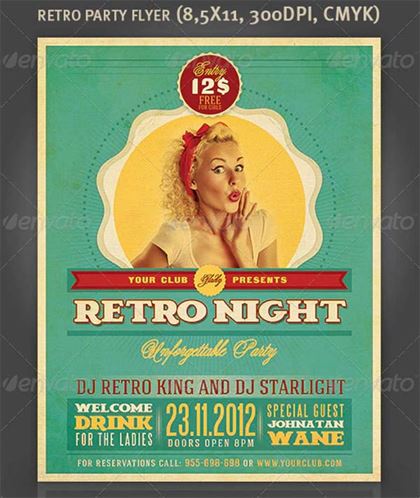 Retro Party PSD Flyer Template