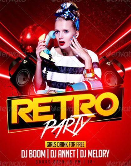 Retro Red Party Flyer Template