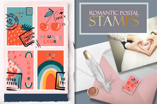 Romantic Postage Stamp MockUp