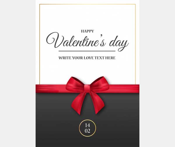 Romantic Valentine's Invitation with Red Ribbon Free