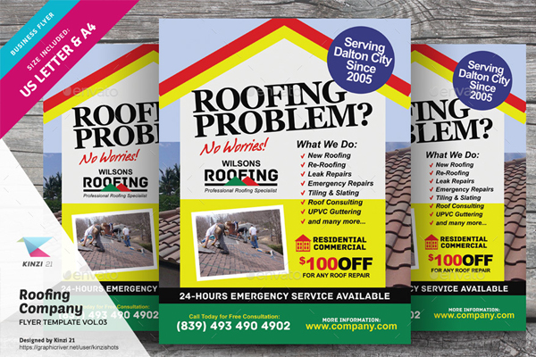 Roofing Company Flyer Design Template