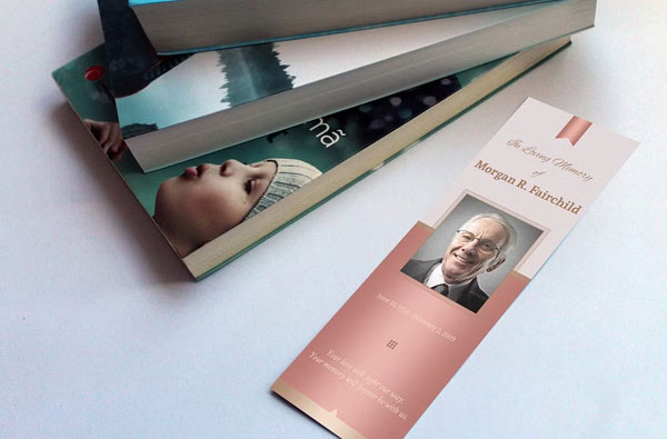 Rose Gold Funeral Bookmark Word
