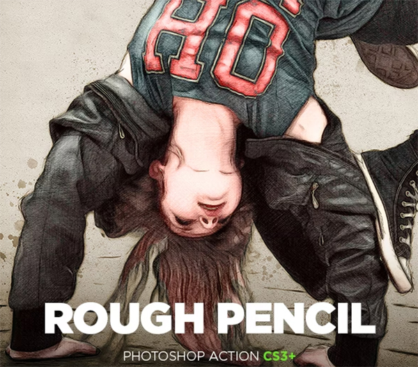 Rough Pencil Sketch Photoshop Action Design Templates