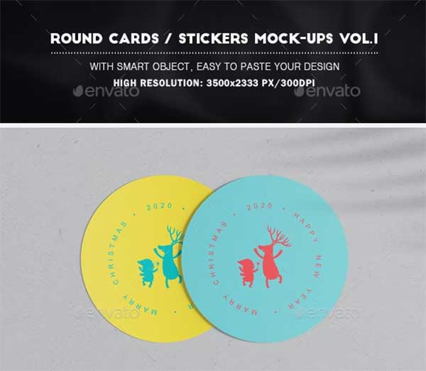 Round Cards / Stickers Mock-Ups