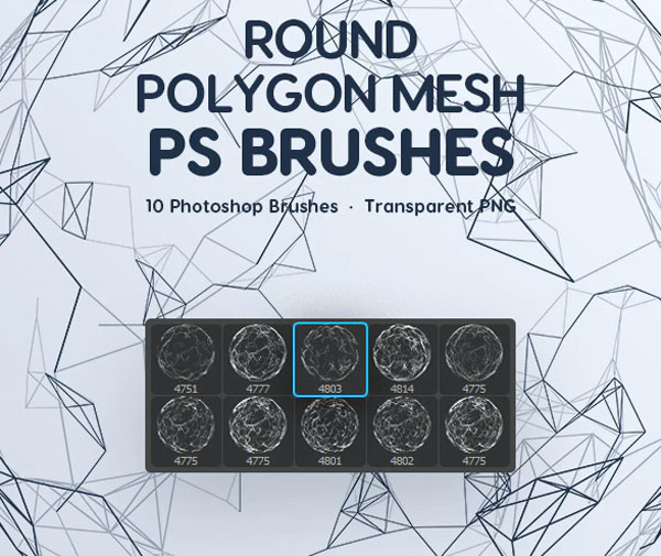 Round Polygon Mesh Photoshop Brushes