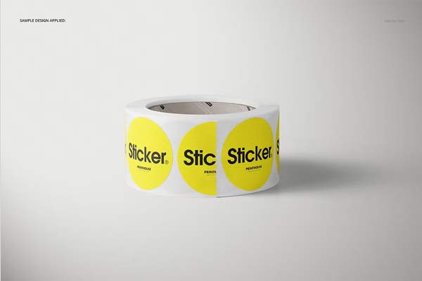 Round Roll Stickers Mockups Set