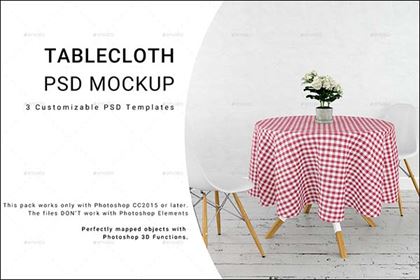 Round Tablecloth in Kitchen Mockup Set