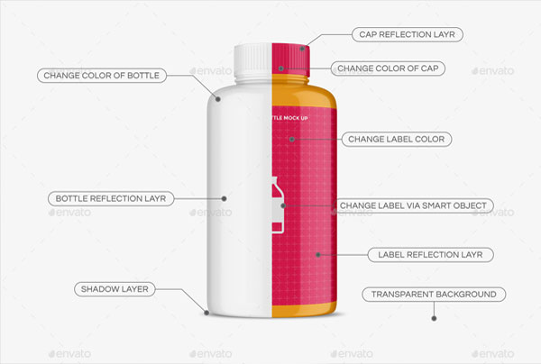 Rounded Chemical Plastic Bottle Mockups